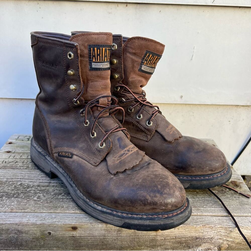 Ariat Workhog 8” Waterproof ATE Lace Up Leather Work Boots 12D